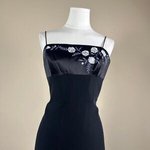 Whimsigoth Dark Fairy Vintage Adrianna Papell Satin Evening Maxi Dress